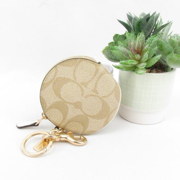 Coach | Bags | Coach Circular Coin Pouch In Signature Canvas | Poshmark